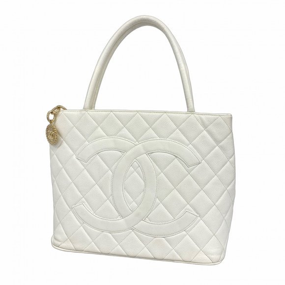 CHANEL White Caviar Leather Tote Bag - Picture 1 of 13